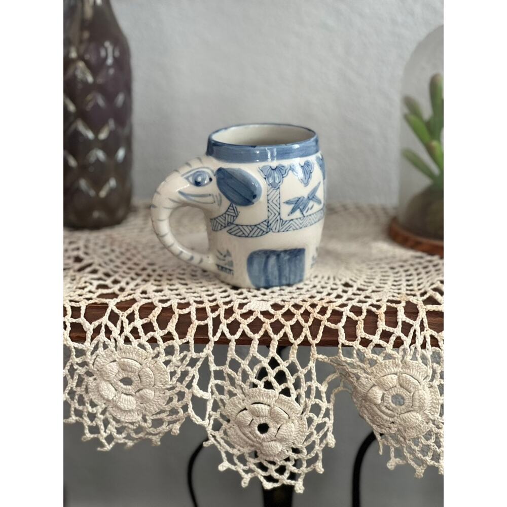 Vintage Hand Painted Good Luck Elephant Mug